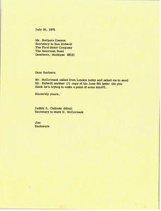 Letter from Judy A. Chilcote to Barbara Cannon