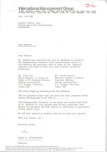 Letter from Mark H. McCormack to Gordon Jeffrey