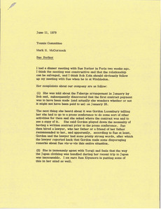 Memorandum from Mark H. McCormack to tennis committee