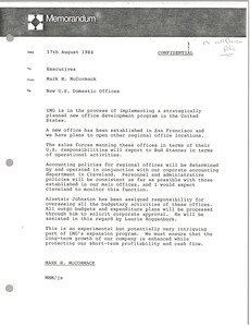 Memorandum from Mark H. McCormack to executives