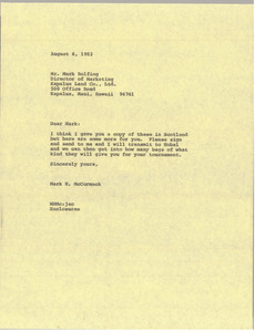 Letter from Mark H. McCormack to Mark Rolfing