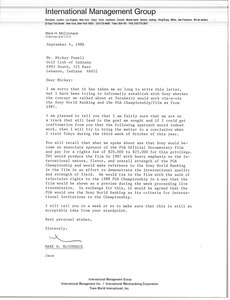 Letter from Mark H. McCormack to Mickey Powell