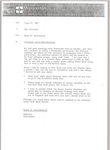 Memorandum from Mark H. McCormack to Bev Norwood