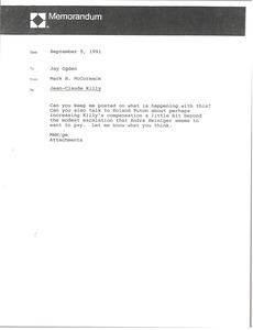 Memorandum from Mark H. McCormack to Jay Ogden