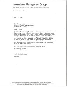 Letter from Mark H. McCormack to Tracy Dent