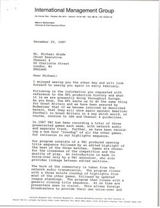 Letter from Mark H. McCormack to Michael Grade