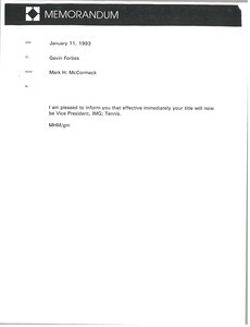 Memorandum from Mark H. McCormack to Gavin Forbes