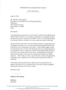 Letter from Mark H. McCormack to David C. Peterschmidt