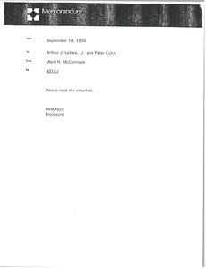 Memorandum from Mark H. McCormack to Arthur J. Lafave and Peter Kuhn