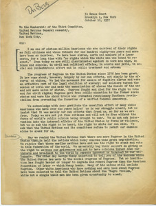 Letter from W. E. B. Du Bois to the Membership of the Third Committee, United National General Assembly