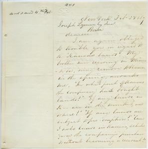 Letter from J. Donaldson to Joseph Lyman