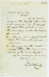 Letter from Edward Parmalee Smith to Joseph Lyman