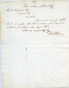Letter from George G. Howe to Joseph Lyman