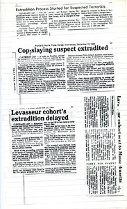 Extradition process started for suspected terrorists -- Cop-slaying suspect extradited -- Levasseur cohort's extradition delayed -- Levasseur cohort sent to Maassachusetts