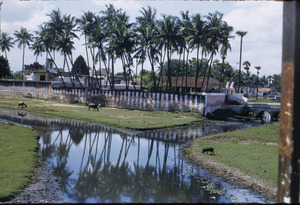 Canals surrounding Hindu temple complex