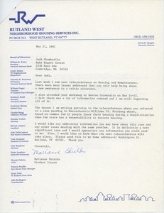 Letter from Marianne Shields to Judi Chamberlin