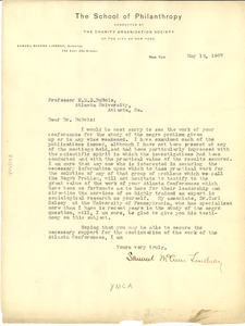 Letter from The School of Philanthropy to W. E. B. Du Bois