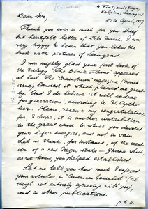 Letter and envelope from V. Kuznetsov to W. E. B. Du Bois