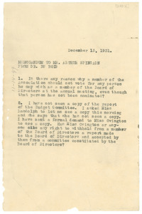Memorandum from W. E. B. Du Bois to Arthur Spingarn
