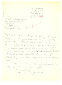Letter from Vina Wadlington Webb to W. E. B. Du Bois