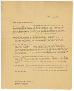 Memorandum from W. E. B. Du Bois to Rufus E. Clement