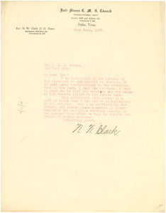 Letter from N. W. Clark to W. E. B. Du Bois