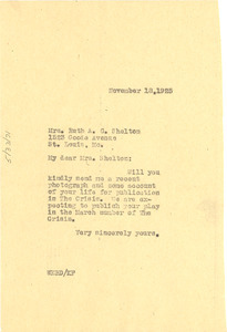 Letter from W. E. B. Du Bois to Ruth A. G. Shelton