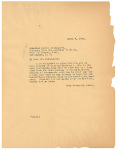 Letter from W. E. B. Du Bois to Dantés Bellegarde
