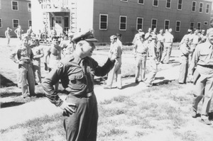 Tactical officer with cadets at Lowry ROTC summer camp