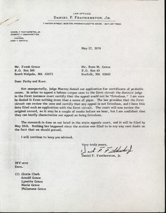 Letter from Daniel F. Featherston to Frank 'Parky' Grace and Ross Grace