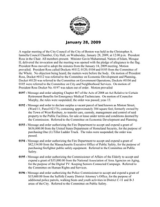 City Council meeting minutes, January 28, 2009