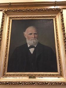 Photo of a painting of Mr. Morrill Frost (Feb 2, 1824-1897). The painting is on display in the Basch room of the Winthrop Public Library and Museum