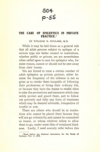 The care of epileptics in private practice