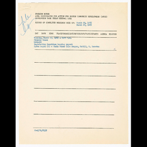 Minutes and attendance list for Washington Park Association of Apartment House Owners (WAPAAHO) meeting on March, 23, 1965