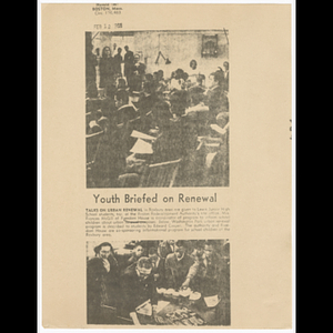 Boston Herald article, "Youth briefed on renewal"