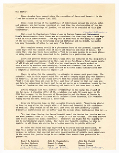 Correspondence and press release by Aldino Felicani and Gardner Jackson, August 1957