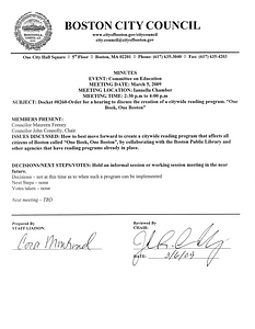 Committee on Education meeting minutes, March 5, 2009