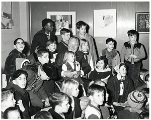 Mayor John F. Collins with unidentified children