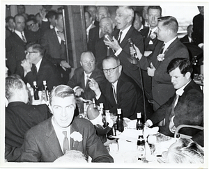 Mayor John F. Collins, United States Senator Leverett Saltonstall, Massachusetts Representative William Bulger, and United States Senator Edward M. Kennedy at a Saint Patrick's Day Breakfast