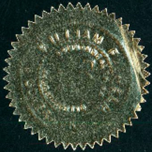 Embossed sticker from award or certificate