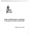 Ford Hall Forum 75 Years of Public Discourse Anniversary Booklet, 1983