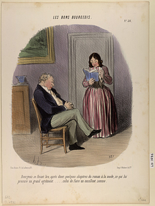 Bourgeois se fesant lire, après diner, quelques chapitres du roman à la mode, ce qui lui procure un grand agrément.... celui de faire un excellent somme.