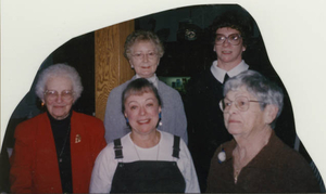 Norwell Public Library volunteers and staff at a party at Kathy Harrison's house