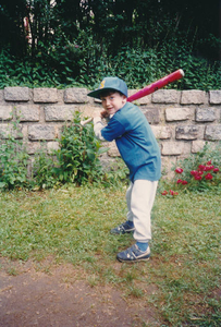 Kyle Ludke practicing for Little League