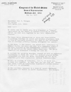Letter to Paul E. Tsongas from Jim Blanchard