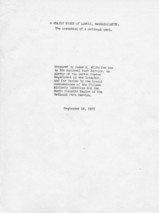 Policy Study of Lowell, Massachusetts: The economics of a national park