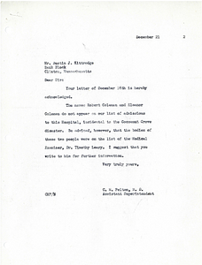 Correspondence between Dr. C.H. Pelton and Austin J. Kittredge