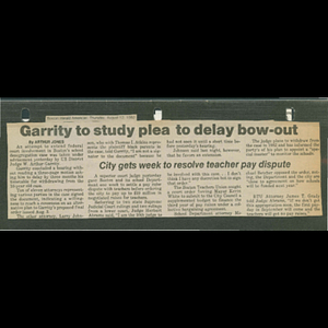 Garrity to study plea to delay bow-out.