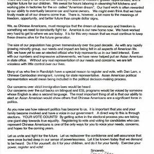 Press releases, voter surveys, fliers, and voting scripts related to ...