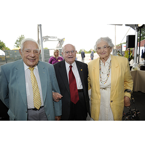 Dr. George J. Kostas, center, poses with George P. Makris and his wife, Helen C. Makris, at the groundbreaking ceremony for the George J. Kostas Research Institute for Homeland Security